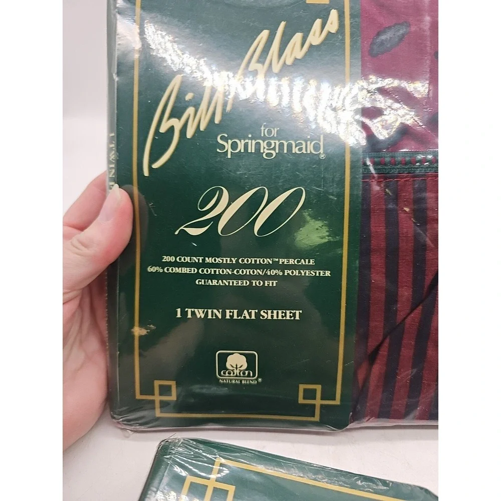 Vintage Springmaid Bill Blass Twin Fitted Sheet & Flat  200 Thread New